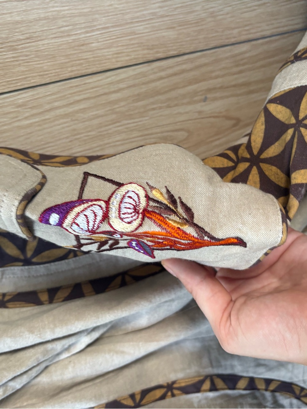 Beige Cargo Joggers with Colorful Graphic Patch - Picture 4 of 10